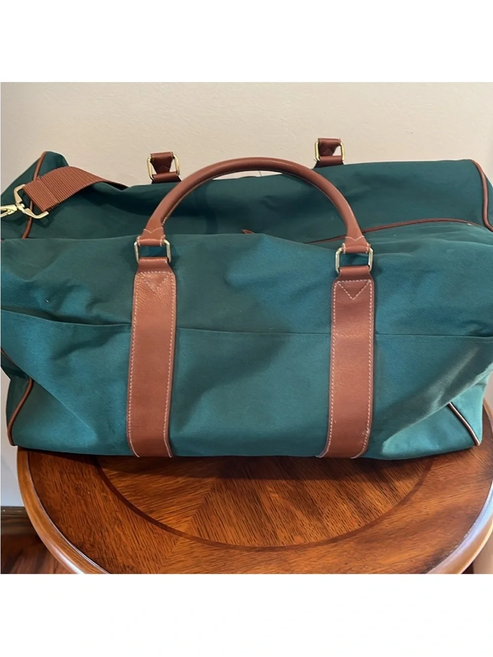 VTG Ralph Lauren Polo Green Duffle Weekender Travel Bag w/Shoulder Strap Pockets